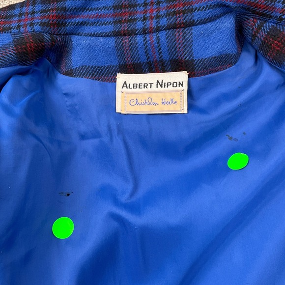 Albert Nipon Coat Women 8 Blue Red Tartan Plaid Long Wool 80s Statement - Picture 6 of 16